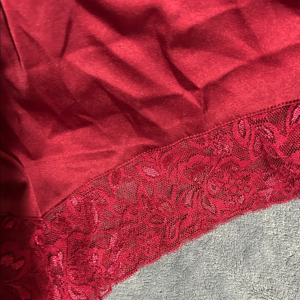 NWT Lulu's Burgundy Lace Trim Pajama Set